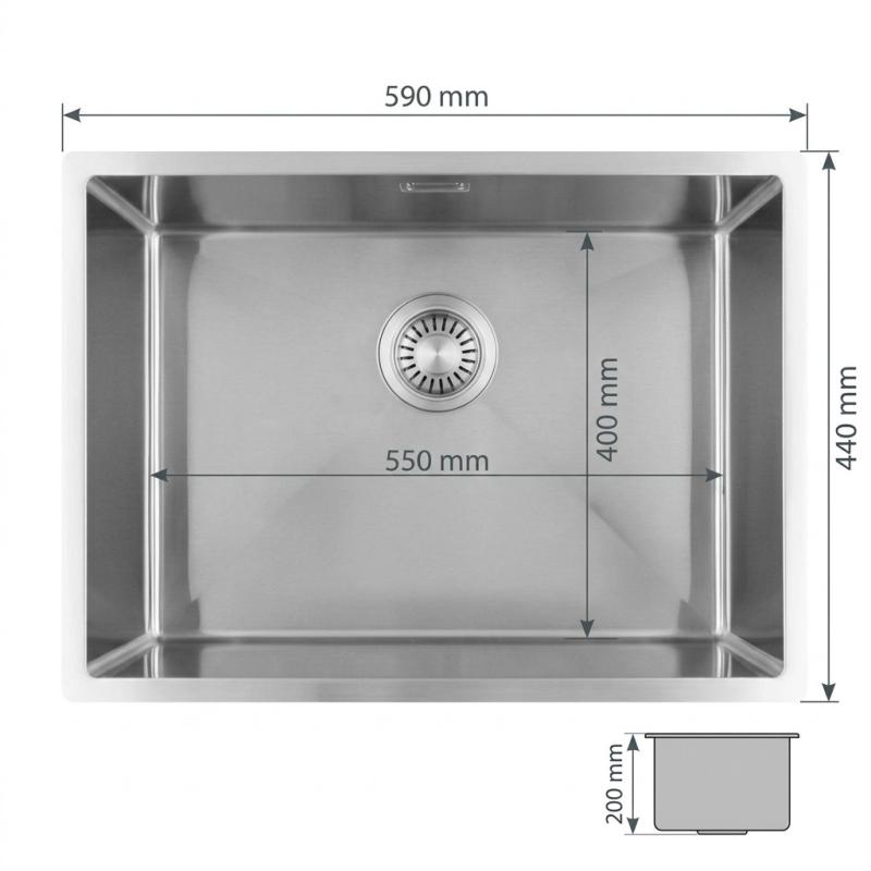 Pure.Sink Luxion RVS spoelbak 55x40 cm onderbouw, vlakinbouw en opbouw PLX5540-02